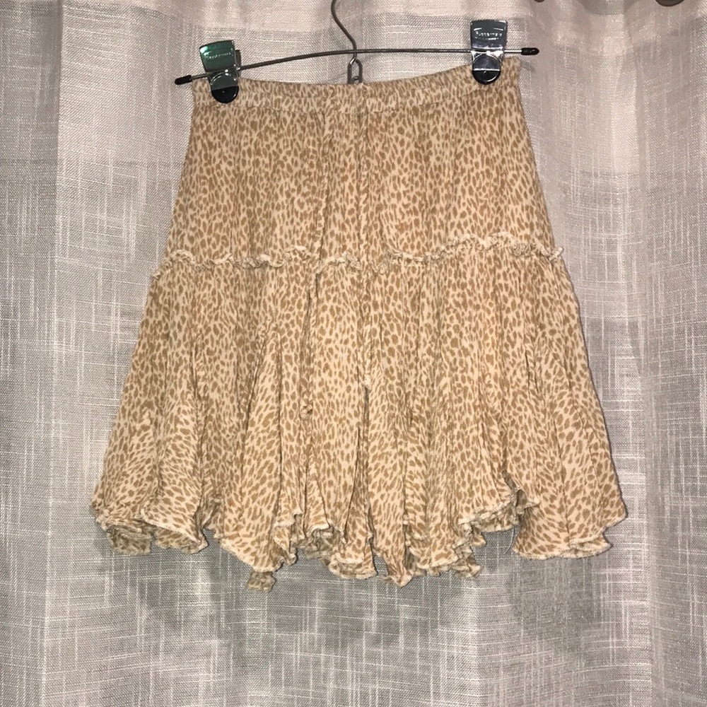 Beige Cheetah Flowy Mini Skirt